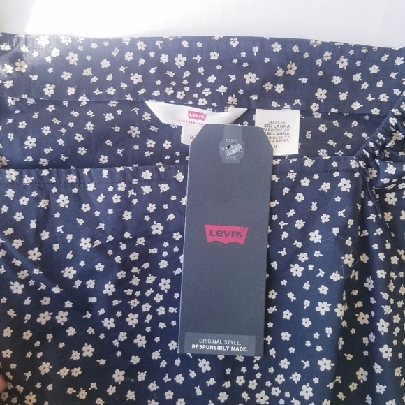 Levi's | Black Floral Midi Flare Dress M - Picture 4 of 15